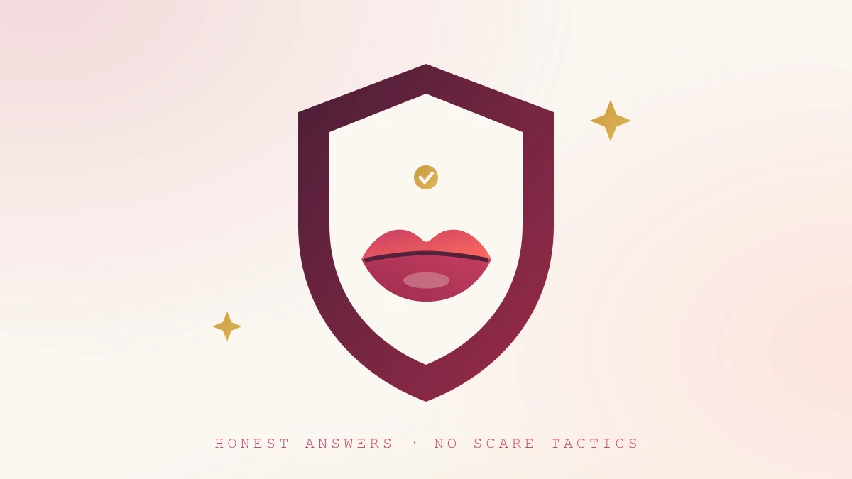 Is Internet Chicks Safe? What You Actually Need to Know Illustration of a deep plum security shield with the Internet Chicks lips mark and a gold verification check inside